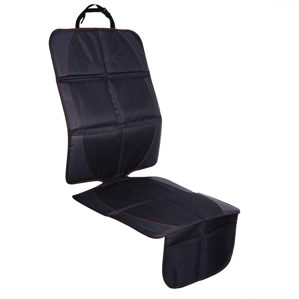 Cabilock Protezione Sedile Auto per Bambini, Tappetino Nero | Cuoio Oxford Cotone, Lavabile e Resistente All'acqua, Tasche Integrate per Viaggio