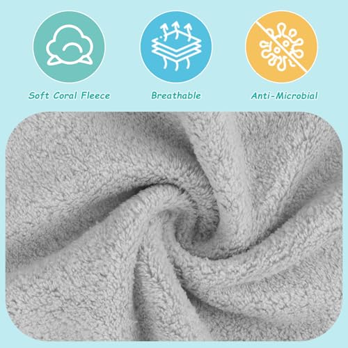 Image of HOMEXCEL Baby Washcloths 12 Pack-Microfiber Coral Fleece Baby Bath Face Towel 7 x 9 Inch Extra Absorbent Soft Burp Cloth and Wash Cloths for Newborn-Infants and Toddlers-Gentle On Sensitive Skin,Grey
