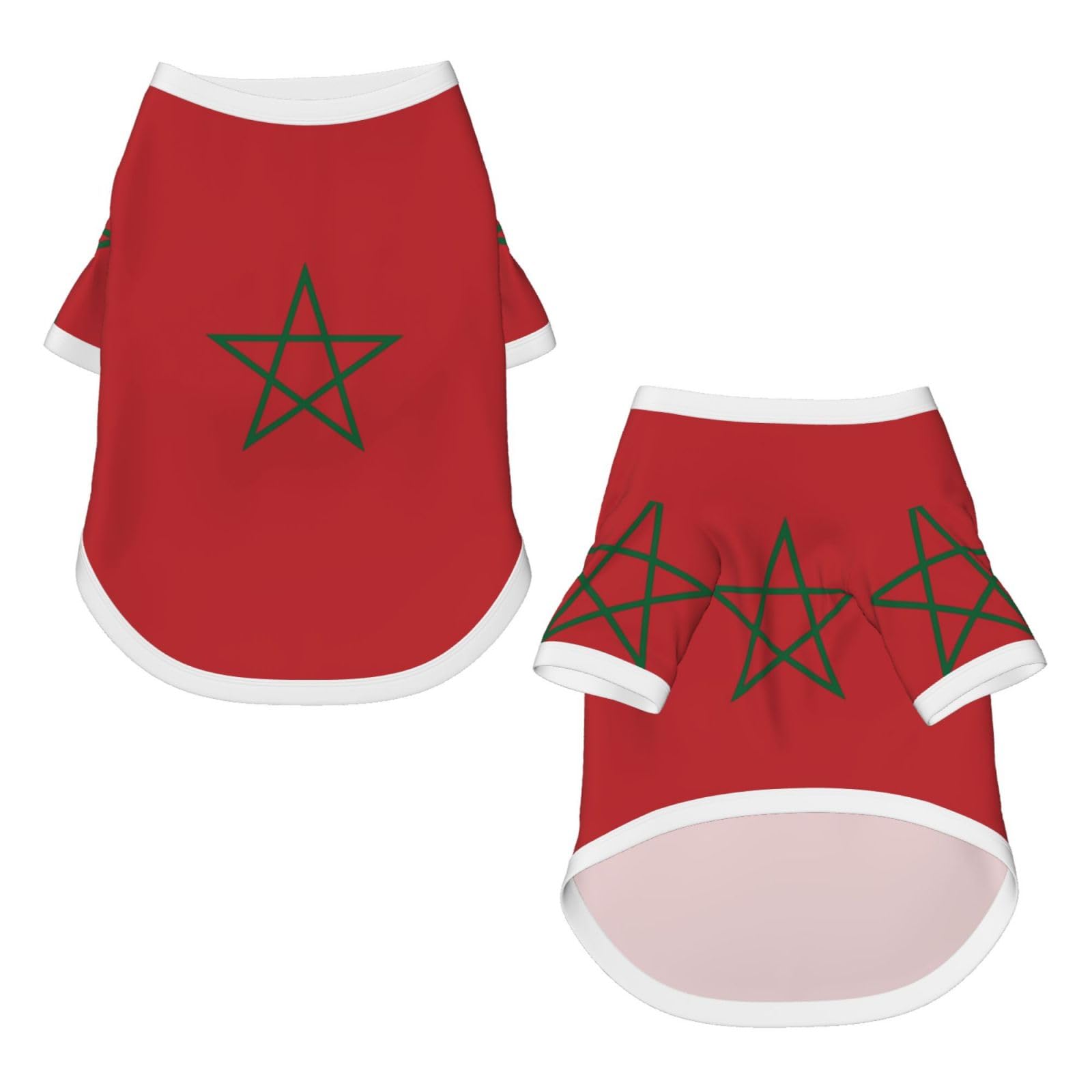 T-shirt pour chien avec drapeau du Maroc - Vêtement pour chiot et animal domestique - Débardeur élastique - Pour chiens et chats - Mignon - Respirant - Doux - Taille M