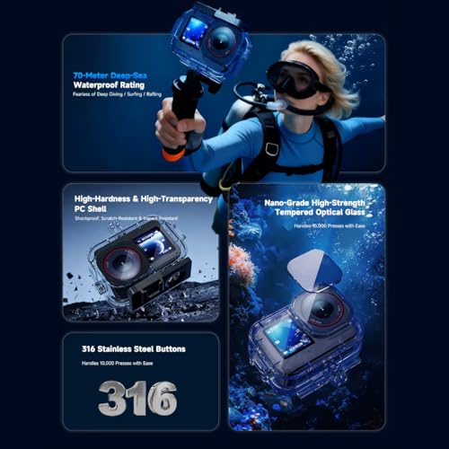 Image of Yantralay Waterproof Housing for D JI Os mo Action 6 | Protective Case with Dual Cold Shoe Mount | PC Shell for Diving Snorkeling Surfing | Action Camera Accessories