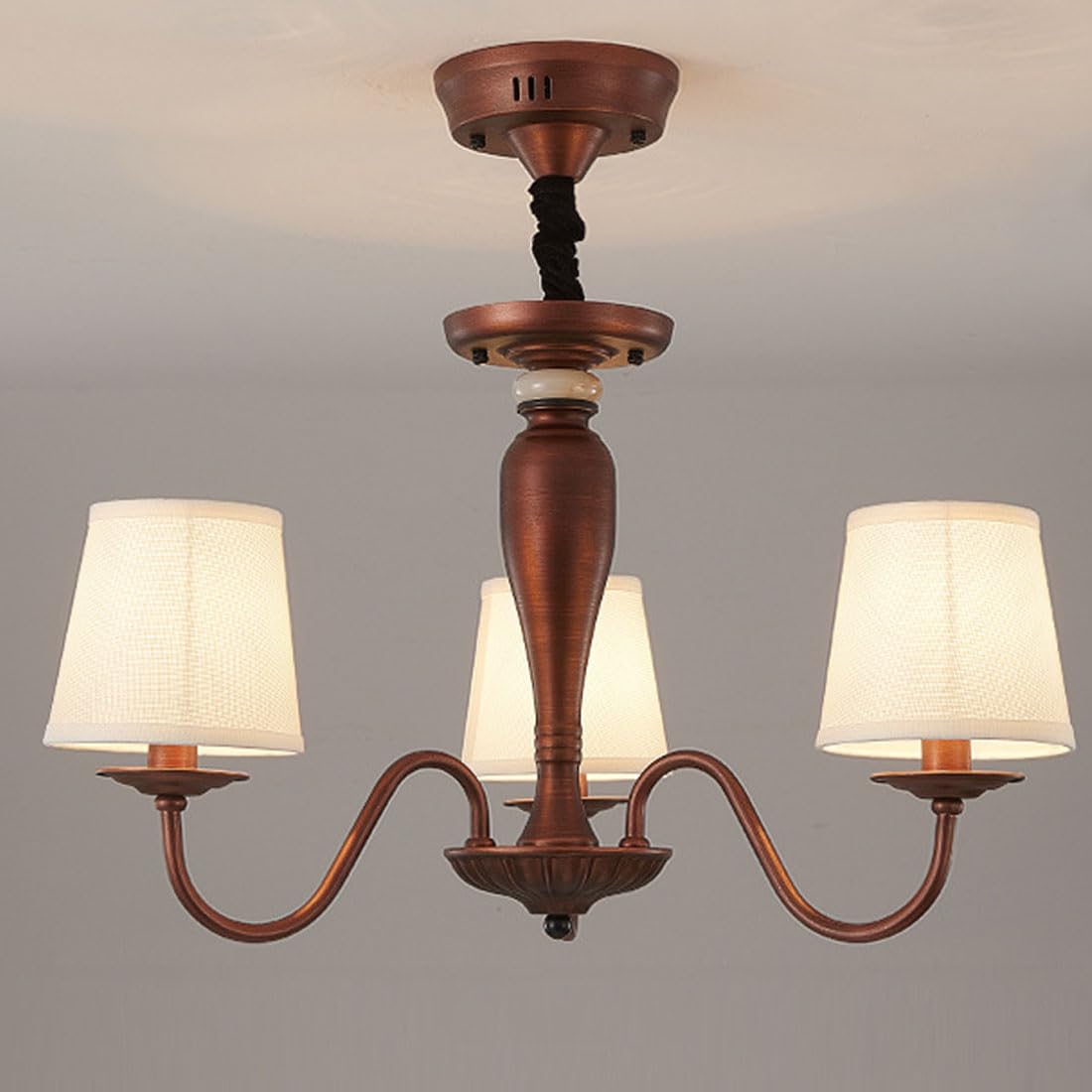 KXEcoLife E27 American retro chandelier, simple country for living room, dining bedroom, main study room lighting,3 heads