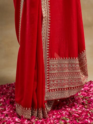 Kasee red silk navratri saree – image 5