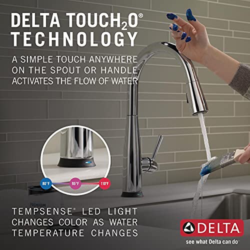 Image of Delta Faucet Essa VoiceIQ Touchless Kitchen Faucet with Pull Down Sprayer, Smart Faucet, Alexa and Google Assistant Voice Activated, Kitchen Sink Faucet, Chrome 9113TV-DST