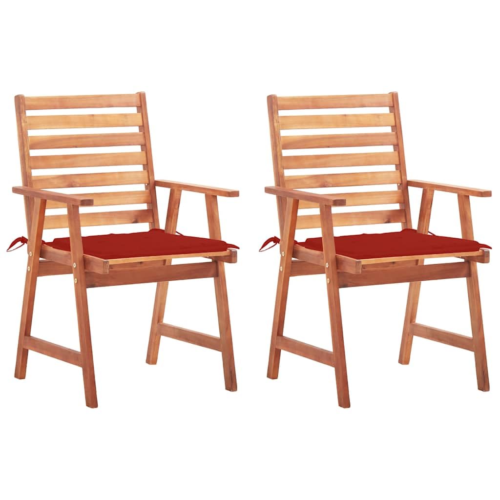 Chaise en bois massif de jardin rouge avec coussins de balcon confortables