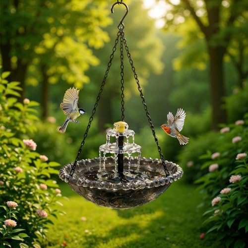 Fontaines solaires pour bains d'oiseaux cascade décorative de parc