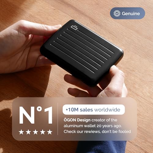 Image of OGON -DESIGNS- Aluminum wallet, Large capacity with metal lock, RFID Protection against fraud and demagnetization, Smart Case OSLO Large model