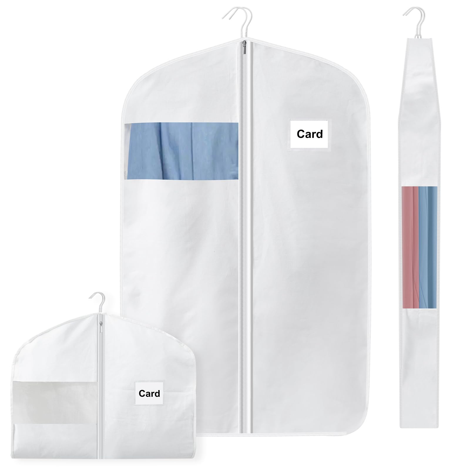 100 Organic Cotton Garment Bag Short 40 Inch Breathable Proof Hanging Clothes Bag Covers with Viewing Window Card
