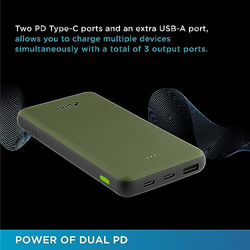 Image of URBN Power Bank 10,000mAh - Ultra Slim, 22.5W Two Way Fast Charging, Triple Output, Dual Type C PD, 12 Layers Circuit Protection, BIS Certified, 6 Months Warranty Free Type C Cable - Camo