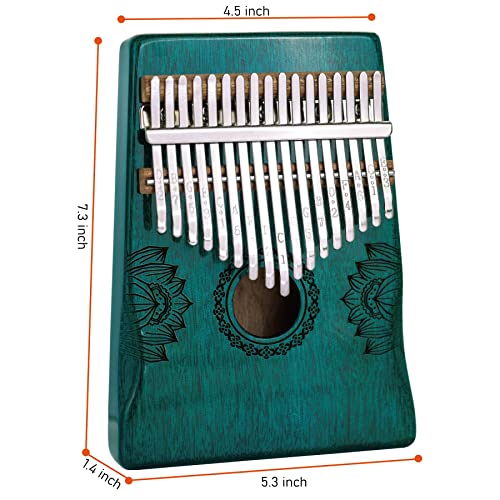 Kalimba Thumb Piano 17 Keys, Mahogany Mbira Sanza Finger Piano Includes Tuning Hammer And Instruction, Portable Wood Keyboard Musical Instruments Gift For Kids Adults Beginners (Jade Green) #TOP1