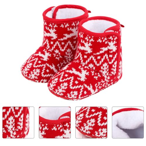 GANAZONO 1Pair Baby Boys Girls Snow Boots Non Slip Soft Sole Toddler First Walker Winter Warm Crib Shoes Christmas2