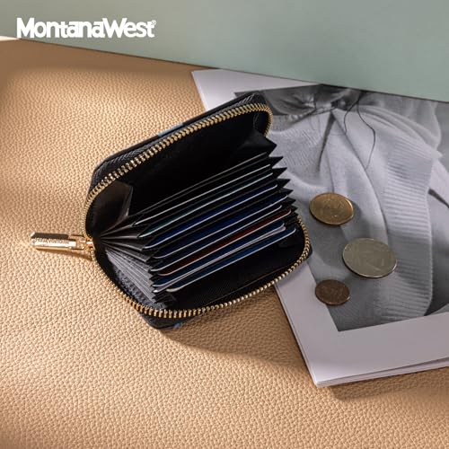 Image of Montana West Credit Card Holder Small RFID Card Wallet for Women Little Card Organizer Pocket Wallet with Zipper