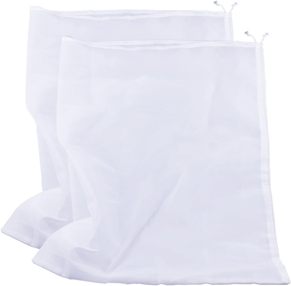 – Reusable Nylon Fine Mesh Food Strainer Bag, All Purpose Food Grade Filter for Almond Milk, Coffee, Home Brewing, Hop, Juice (64cm x 48cm, 2 Pcs)