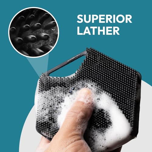 Image of MildCares Silicone Body Scrubber & Scalp Massager for Men & Women | Cleanses, Exfoliates & Removes Dead Skin | Super Soft Silicone Bristles for Both Body and Hair | Soft Bristles for Skin & Scalp Cleansing - Set of 2