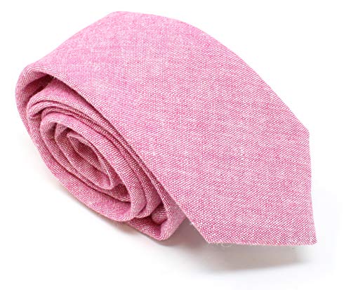 Image of Men's Chambray Cotton Skinny Necktie Tie Textured Distressed Style - 2.5 inch Width