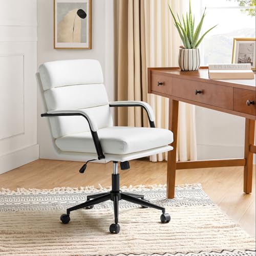 HULALA HOME Chaise de Bureau Ergonomique, Chaise Bureau en Cuir Végétalien et Hauteur Réglable avec Base Métallique Pivotante, Peut se Balancer D'avant en...