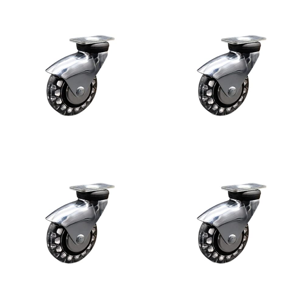 3 Inch Swivel Caster Wheels for Furniture – Bright Chrome Hooded Polyurethane Wheel with Top Plate - Casters for Coffee Tables and Ottomans - 480 lbs. Total Capacity - Set of 4 - Service Caster Brand