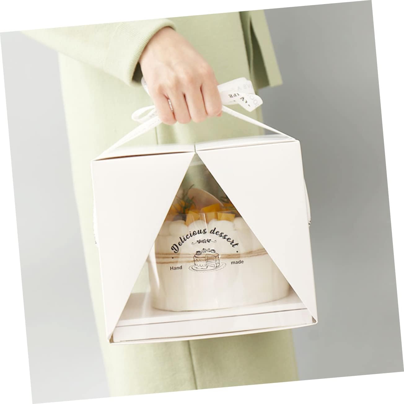 Cake Boxes Portable 8-inch Cake Carrier Handle Translucent Cake Packaging Box