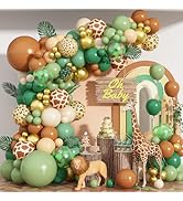 Safari Balloon Arch Kit 129Pcs Sage Dark Green Brown White Sand Nude Gold Balloons Garland Animal...