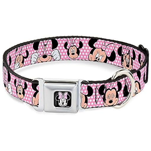 Buckle-Down Collar de Perro con Hebilla para cinturón de Seguridad, diseño de Minnie Mouse Expressions, Lunares Rosa/Blanco, 1 Pulgada de Ancho, se Adapta a Cuello de 9 a 15 Pulgadas, pequeño | Ya disponible en tu tienda friki favorita! En mundofriki.es!