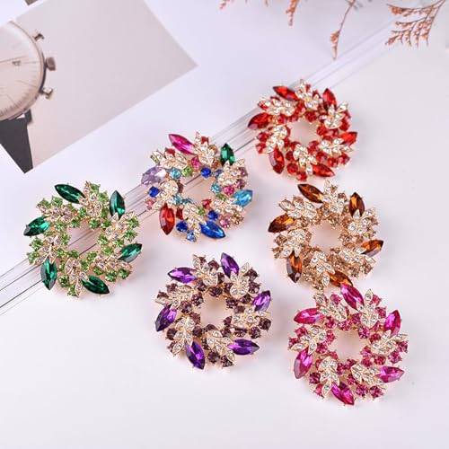 Image of Rhinestone Flower Brooch for Women Crystal Wreath Brooch Pin Stylish Big Flower Brooch Rhinestone Crystal Bauhinia Flower Wreath Brooch Elegant Clothing Hat Bag Accessories Christmas Wedding Bridal Birthday Jewelry