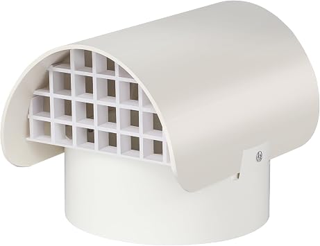 PVC Vent Cap Radon Vent Cap for 4" Schedule 40, 4 inch PVC Radon Fan Pipe Cap Exhaust Vent Cap for Radon/Flue/Roof Vent System,Radon Vent Cover Stop Rain Snow Leaves, Protect Radon Fan Motor&PVC Pipe