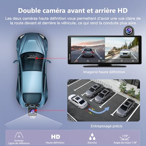 Carplay sans fil et Android auto avec dashcam écran tactile 10 pouces - 3
