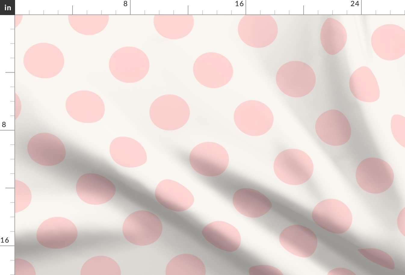 Spoonflower Fabric - Polka Dots Pale Pink White Girl Nursery Print Womens Blush Shower Printed on Upholstery Velvet Fabric Fat Quarter - Upholstery Home Decor Bottomweight Apparel