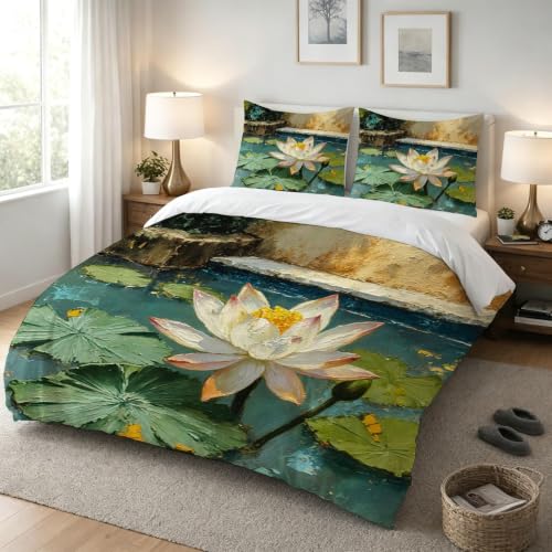Housse de couette 140x200 tableau vert en microfibre avec 2 taies d'oreiller - 4