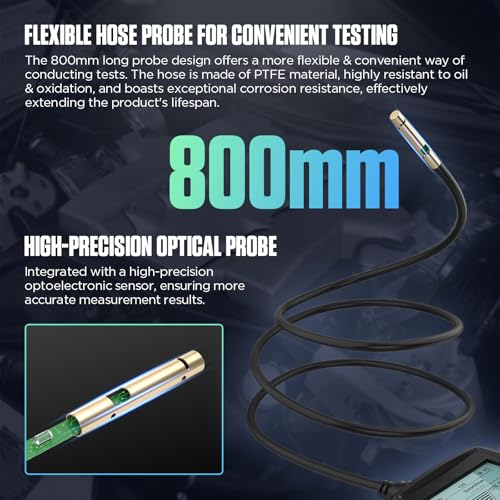 AS503 Motoröltester-Kit, Qualitätstestkit für Benzin- und Dieselmotoröl, Transmissions- und Temperaturanalysedetektor mit 31,5 Zoll flexibler Sonde, 2,8 Zoll Display mit Hintergrundbeleuchtung