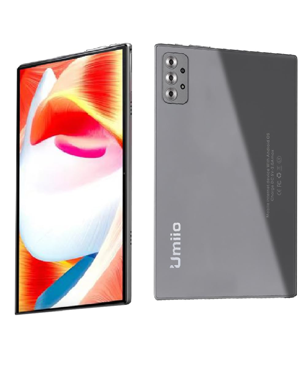 Umiio 10.1" HD+ Display Slim Android Smart Tablet PC, Dual SIM, 5G Network, Wifi Tabet, 4GB RAM 128GB ROM, Dual Camera, Game and Music S24 Kids Tab (Grey)