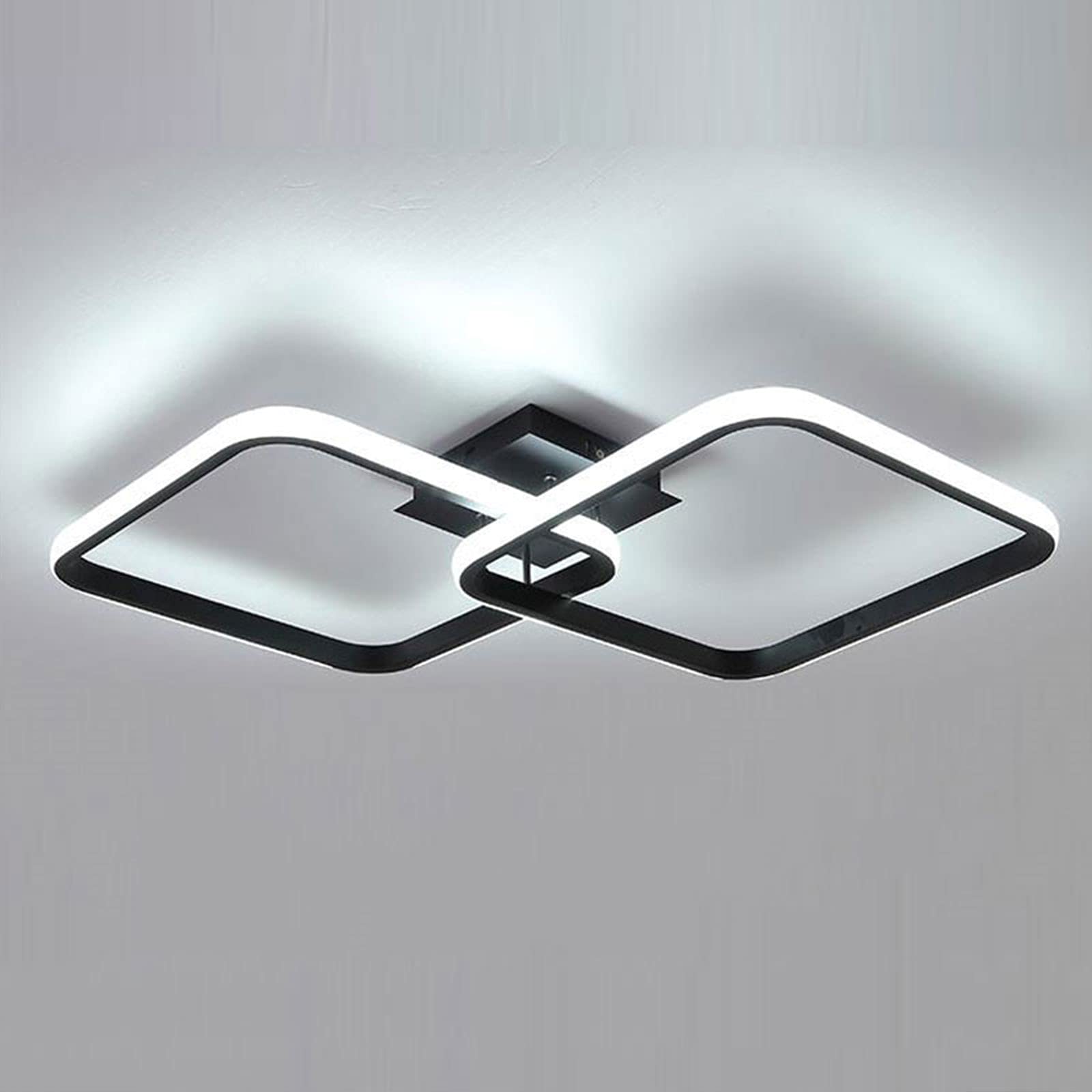 Metal Led Ceiling Light,Cool White Light 6500K,42W Square Fixtures for Bedroom Dining Room Kitchen Living Cloakroom Balcony Office, GDD-DDSFBK-C