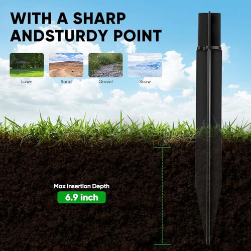 Image of Solar Lights Outdoor Stakes - 0.82 inch x 13.46 inch Outdoor Ground Stake, ABS Plastic IP65 Waterproof Solar Security Light for Yard, Garage, Driveway, Garden