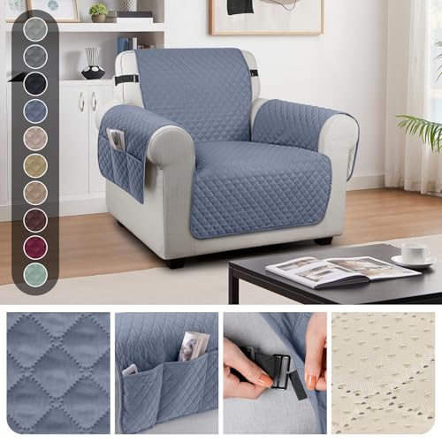 Image of TAOCOCO Sofa Slipcovers 1 Seater,Sofa Settee Covers with Storage Pockets,Non Slip Couch Covers,Washable Sofa Protector for Kids /Dogs /Pet(Bluish Grey)