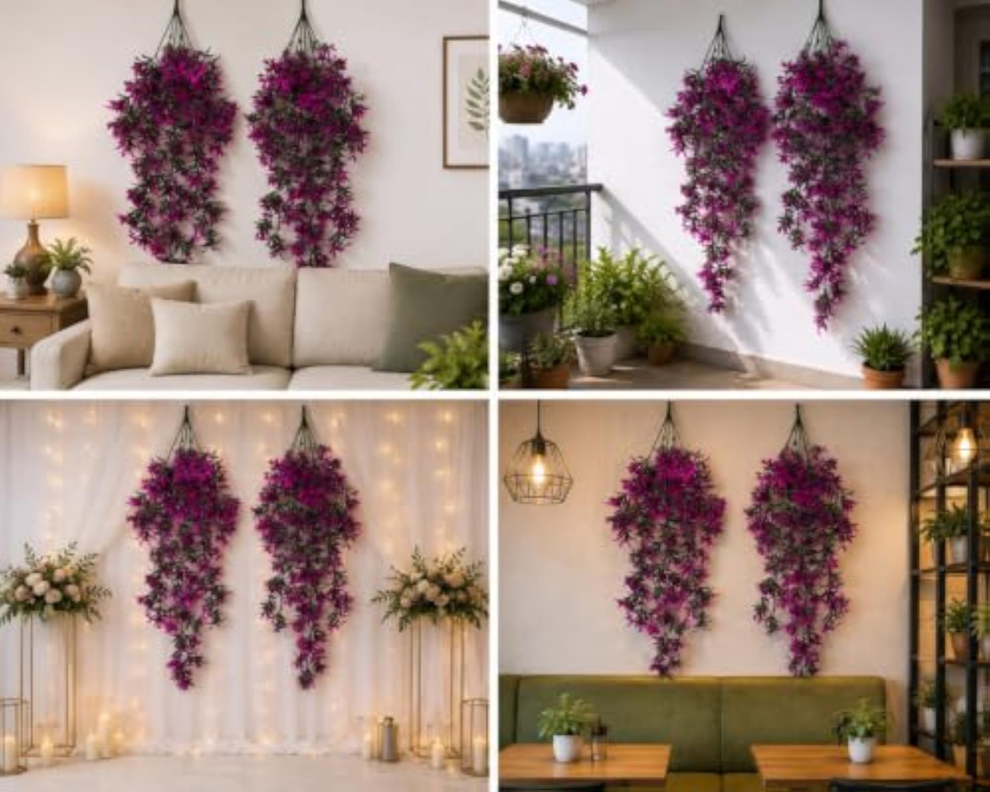Artificial Hanging Flower Vine Purple Pink, Decorative Gift