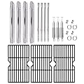 Hiorucet 463433016 Grates Kits for Charbroil Advantage 4 Burner Grill Replacement Parts, Cooking Grids, Heat Plate, Burner, Ignitor and Carryover Tube for Char-Broil 463433016, 469432215, 463432215.