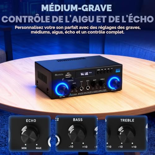 Amplificateur audio stéréo Bluetooth Romicta 800W avec radio FM - 6
