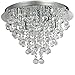 Ella Fashion® Modern European Art Deco Crystal Rain Drop Flush Mount Ceiling Lighting Chandelier Fixtures for Kitchen Island Living Dining Study Room Bedroom Foyer Stairs Hallway with 5 Lights