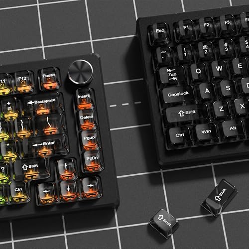 Image of dagaladoo Grey Clear keycaps,Transparent keycaps 60 75 100 Percent,Ceramic Jelly Keyboard caps Set,Shine Through keycap.,MDA Profile Keyboard Key Cap for Mx Switches Mechanical Keyboard(115key)
