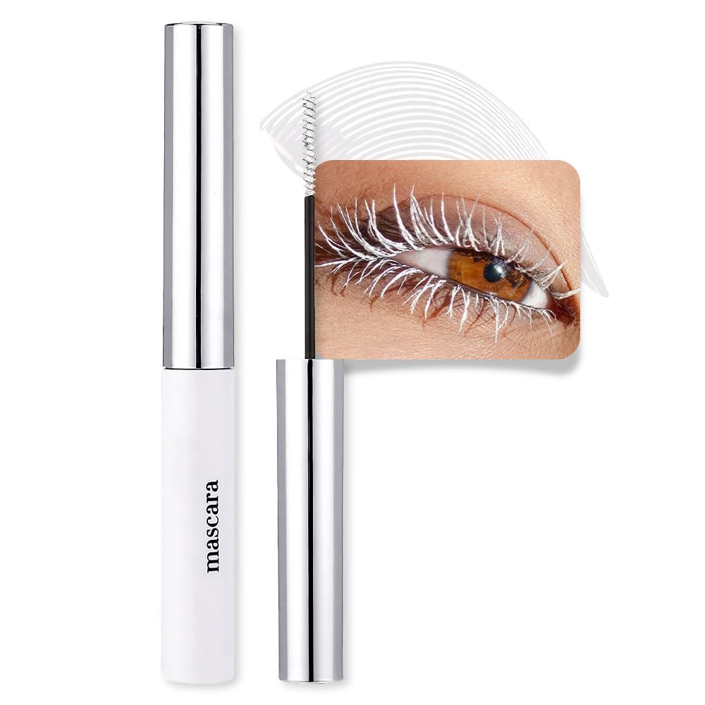 White mascara for eyelashes Waterproof,Royal Eyelash Mascara Long lasting Charming Voluminous Cruelty Free Vegan Eye Makeup Eyelashes for Women (White)