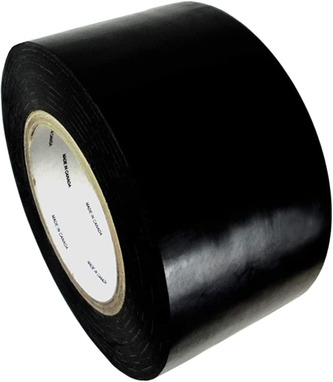 GGR SuppliesLDPE-9R Heavy Duty Low Density Polyethylene Film Coated Tape with Rubber Adhesive Ideal for Sealing and Seaming. 36 Yards. (Black, 4" (96 mm))