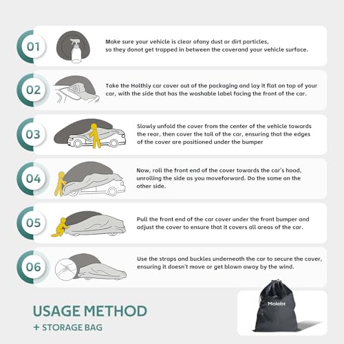 Image of Small Car Cover Waterproof All Weather for Coupe, Universal Fit for Mazda Miata /MX-5, BMW Z3, Pontiac Solstice, Audi TT, Honda S2000, Rain Winter Sun Protection. (Length up to 165)