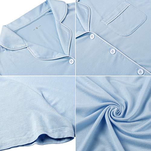 Image of Pjmlifecoco Nightgown for Women Button Down Sleepshirt Short /Long Sleeve Nightdress Soft Modal Sleepwear S-XXL