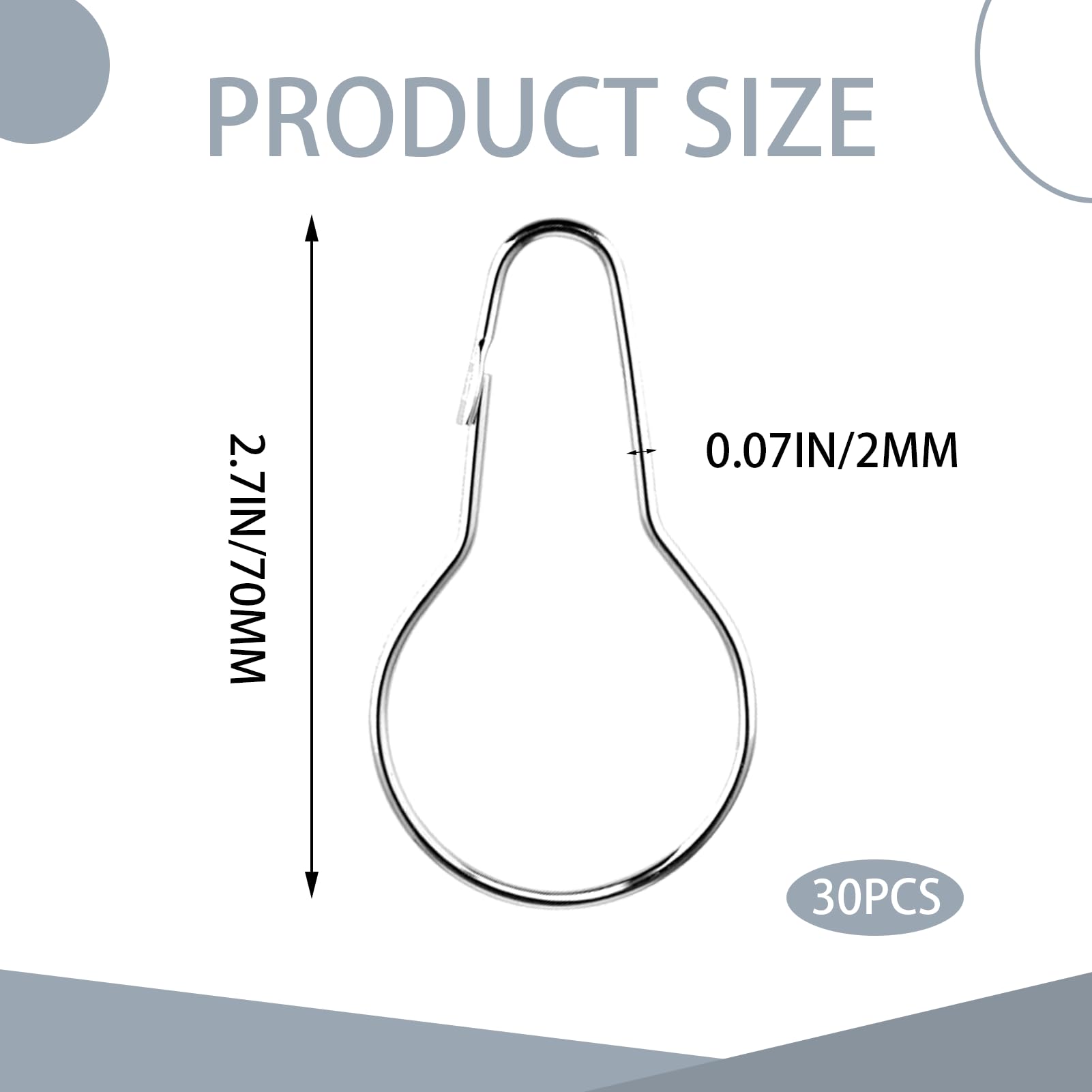 TYVOM 30 Pcs Stainless Steel Curtain Rings - Image 2