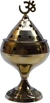 Brass Oil Lamp Akhand Jyot Diya Deepak OM Swastik Hindu Puja Religious