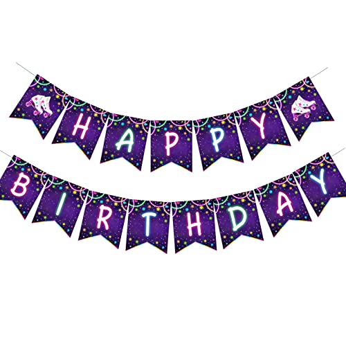 Roller Skating Geburtstag Party Dekorationen, Neon Regenbogen Glow Roller Skate Happy Birthday Banner für Rollschuhe 80er 90er Retro Hip Hop Party Supplies Roller Skating Geburtstag Party Dekorationen, Neon Regenbogen Glow Roller Skate Happy Birthday Banner für Rollschuhe 80er 90er Retro Hip Hop Party Supplies