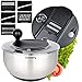 Cookery Salatschleuder aus Edelstahl (4,5l) + Gemüsehobel mit 5 Klingen | einfaches Salatschleudern durch rutschfesten Boden und Kurbelantrieb