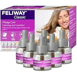 FELIWAY Classic Cat Calming Diffuser Refill (6 Pack, 180 Day) – Cat Pheromone Diffuser Refill Reduces Stress‑Related Behaviors Like Spraying, Scratching, Hiding