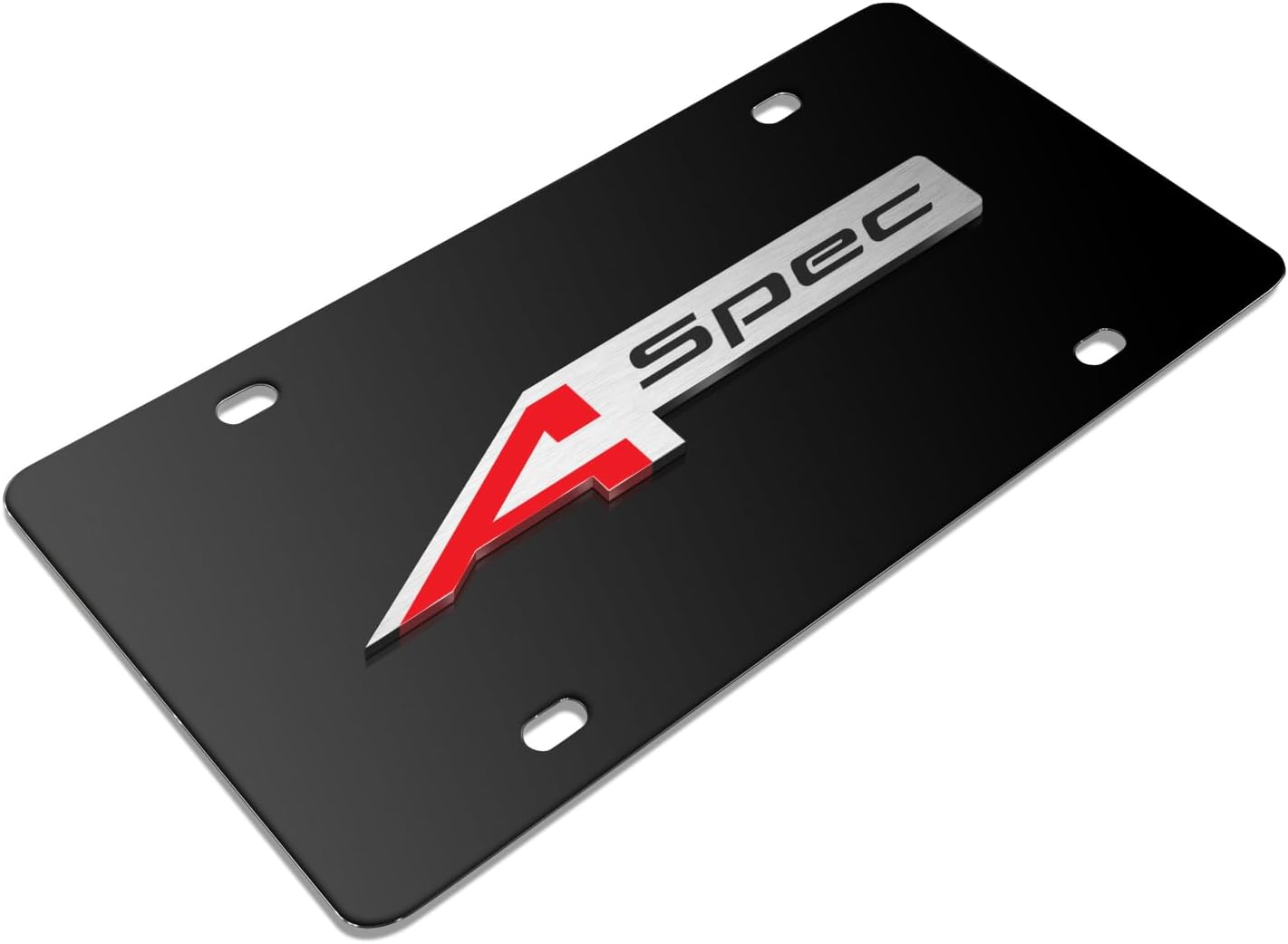 iPick Image for Acura A-Spec Dual Logo in 3D on Black Stainless Steel License Plate for Decorative