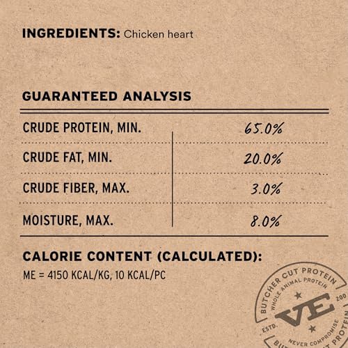 Image of Vital Essentials Freeze Dried Raw Chicken Hearts Cat Treats | Single Ingredient | Premium Quality | Grain Free, Healthy Treats for Cats, 2.75 oz Bag