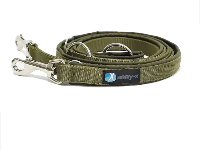 Anny-X Teilgepolsterte Führleine Classic Bolt Fun Oliv 3m - Halsband